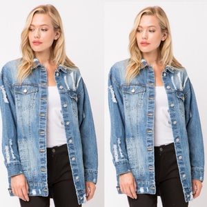 Distressed Denim Jean Jacket